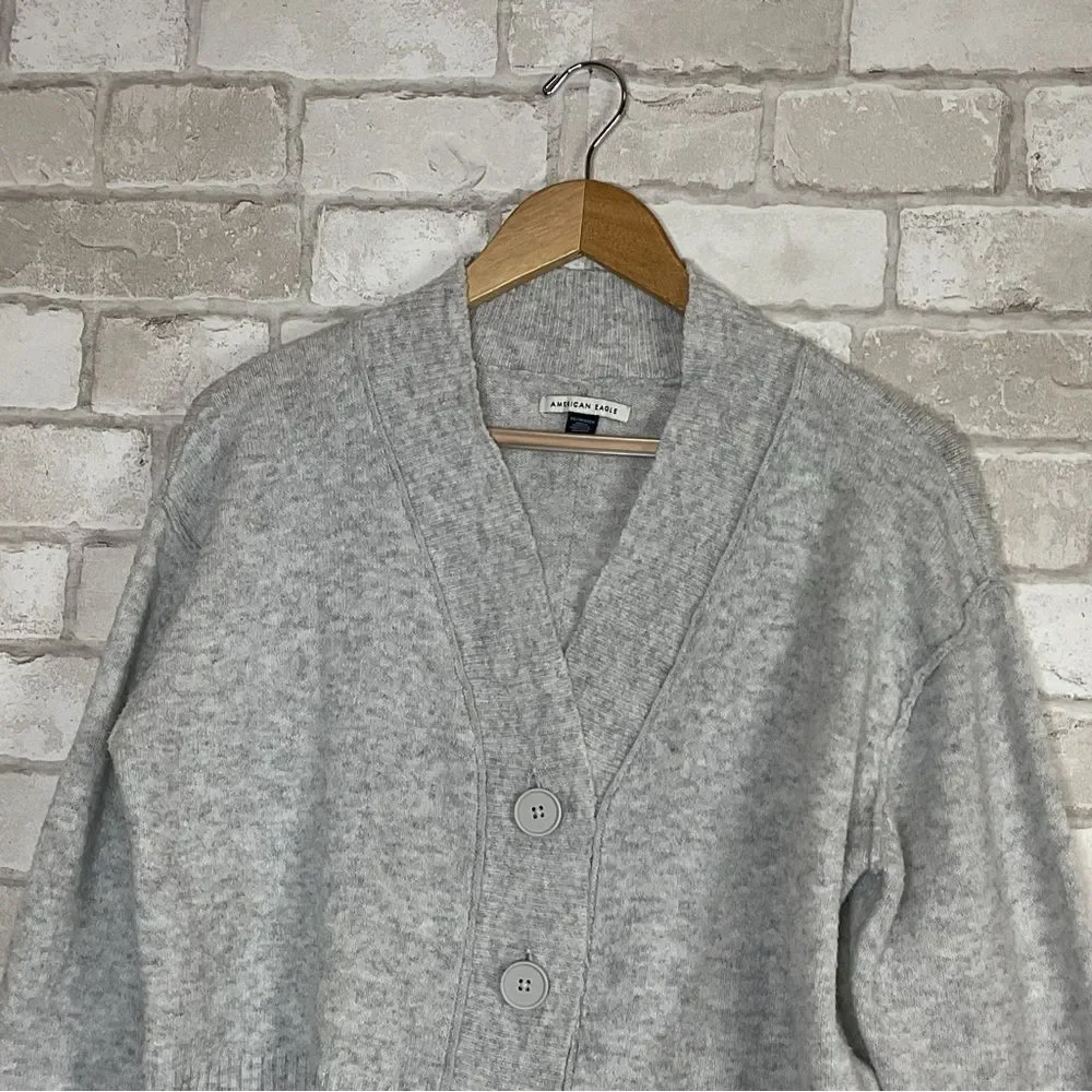American Eagle Outfitters Light Gray Knit Button Up Cardigan Size XS